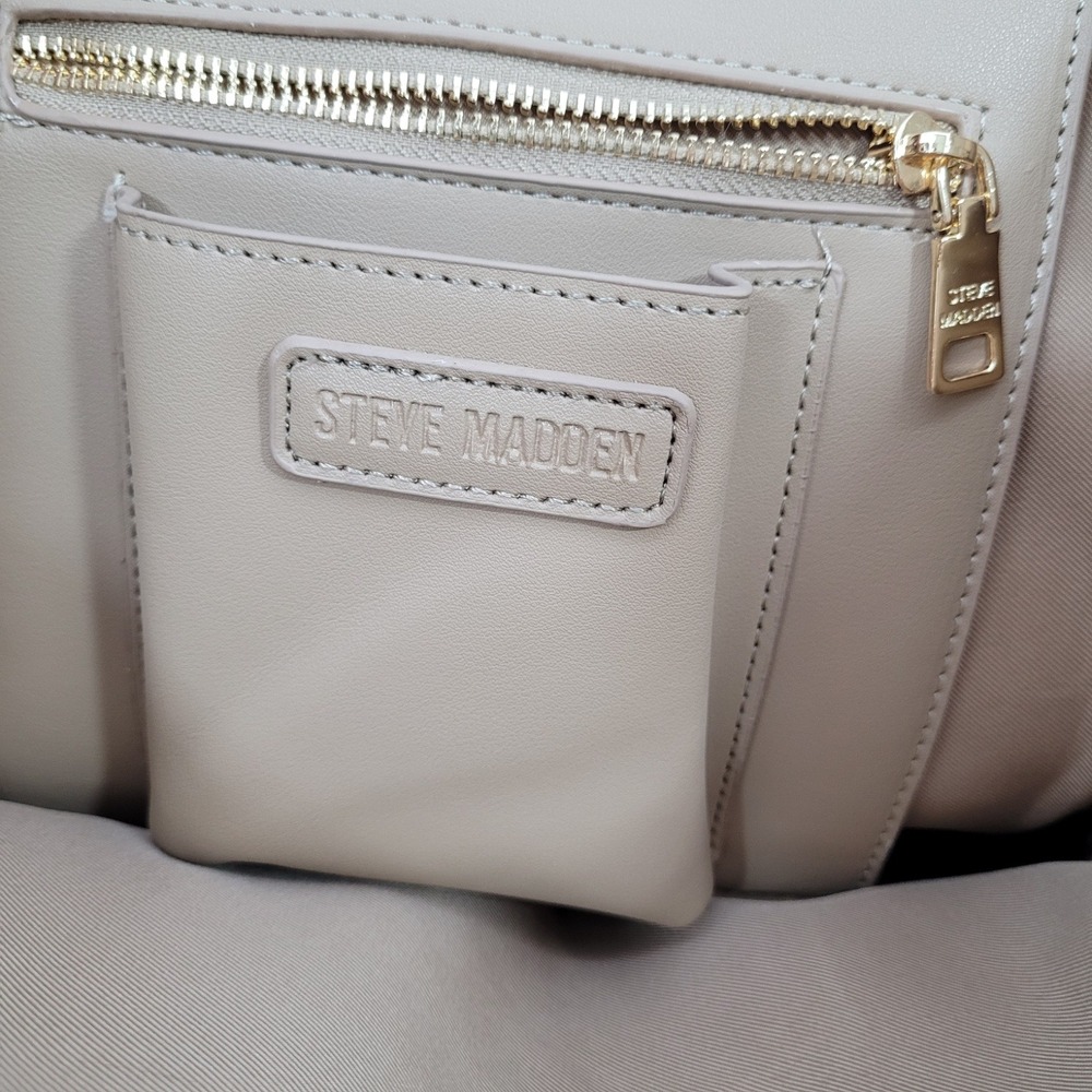 Steve Madden Satchel Bwebber-EL Sandstorm Beige Logo Strap Pouch Bag DT623705 OS - Picture 12 of 16